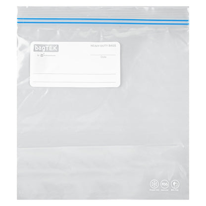Bag Tek 1 gal Clear Plastic Freezer Bag - Double Zipper, Write-On Label, BPA-Free - 10 3/4" x 10 1/2" - 25 count box