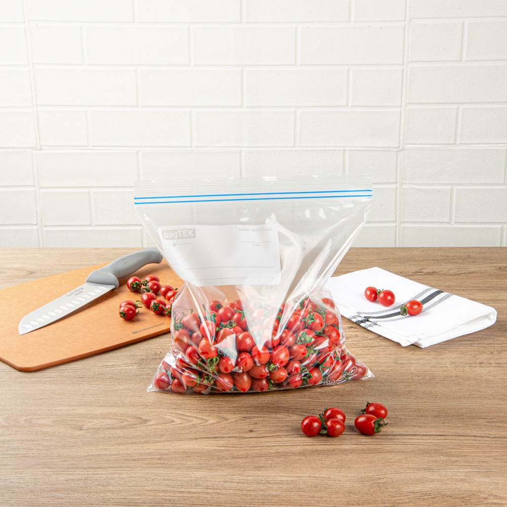 Bag Tek 1 gal Clear Plastic Freezer Bag - Double Zipper, Write-On Label, BPA-Free - 10 3/4" x 10 1/2" - 1000 count box