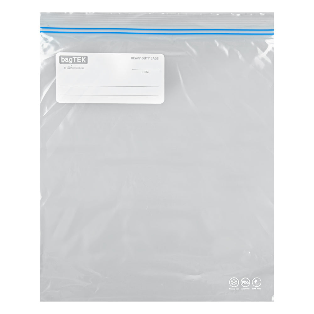 Bag Tek 2 gal Clear Plastic Freezer Bag - Double Zipper, Write-On Label, BPA-Free - 15" x 13" - 25 count box
