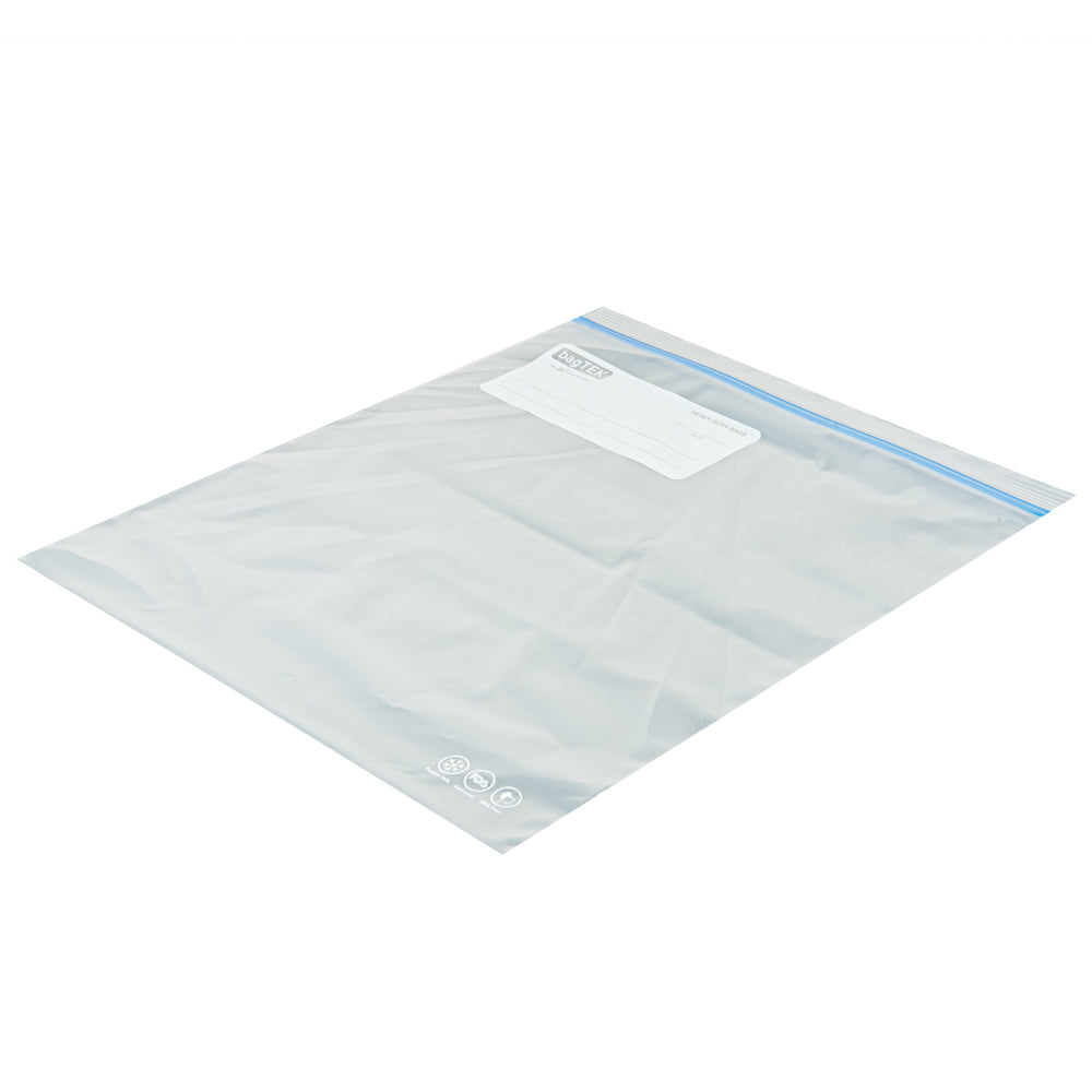 Bag Tek 2 gal Clear Plastic Freezer Bag - Double Zipper, Write-On Label, BPA-Free - 15" x 13" - 1000 count box