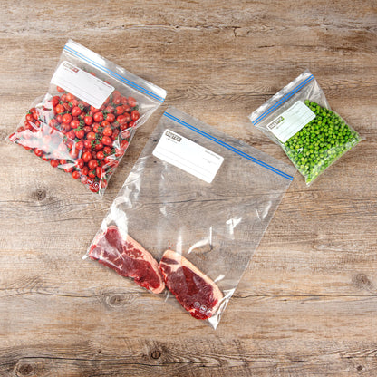 Bag Tek 2 gal Clear Plastic Freezer Bag - Double Zipper, Write-On Label, BPA-Free - 15" x 13" - 1000 count box
