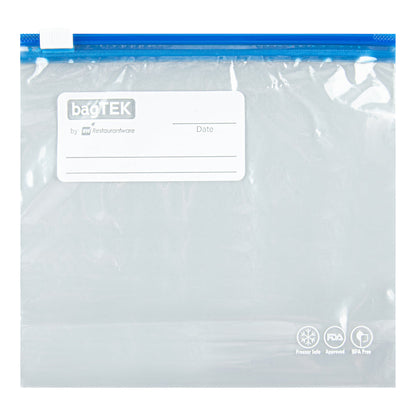 Bag Tek Pint Size Clear Plastic Slider Freezer Bag - Expandable Bottom, Write-On Label, BPA-Free - 6 1/2" x 1 1/4" x 6" - 25 count box