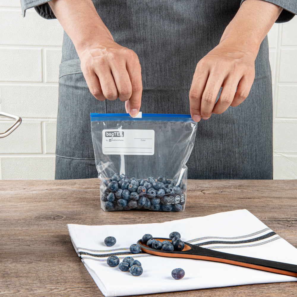 Bag Tek Pint Size Clear Plastic Slider Freezer Bag - Expandable Bottom, Write-On Label, BPA-Free - 6 1/2" x 1 1/4" x 6" - 25 count box