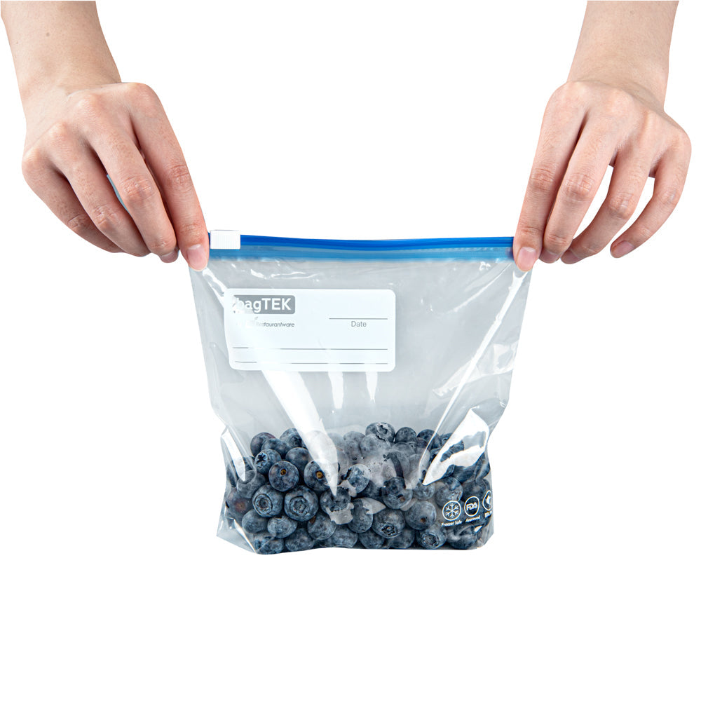 Bag Tek Pint Size Clear Plastic Slider Freezer Bag - Expandable Bottom, Write-On Label, BPA-Free - 6 1/2" x 1 1/4" x 6" - 1000 count box
