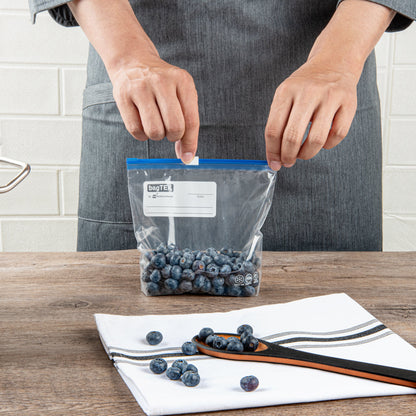Bag Tek Pint Size Clear Plastic Slider Freezer Bag - Expandable Bottom, Write-On Label, BPA-Free - 6 1/2" x 1 1/4" x 6" - 1000 count box