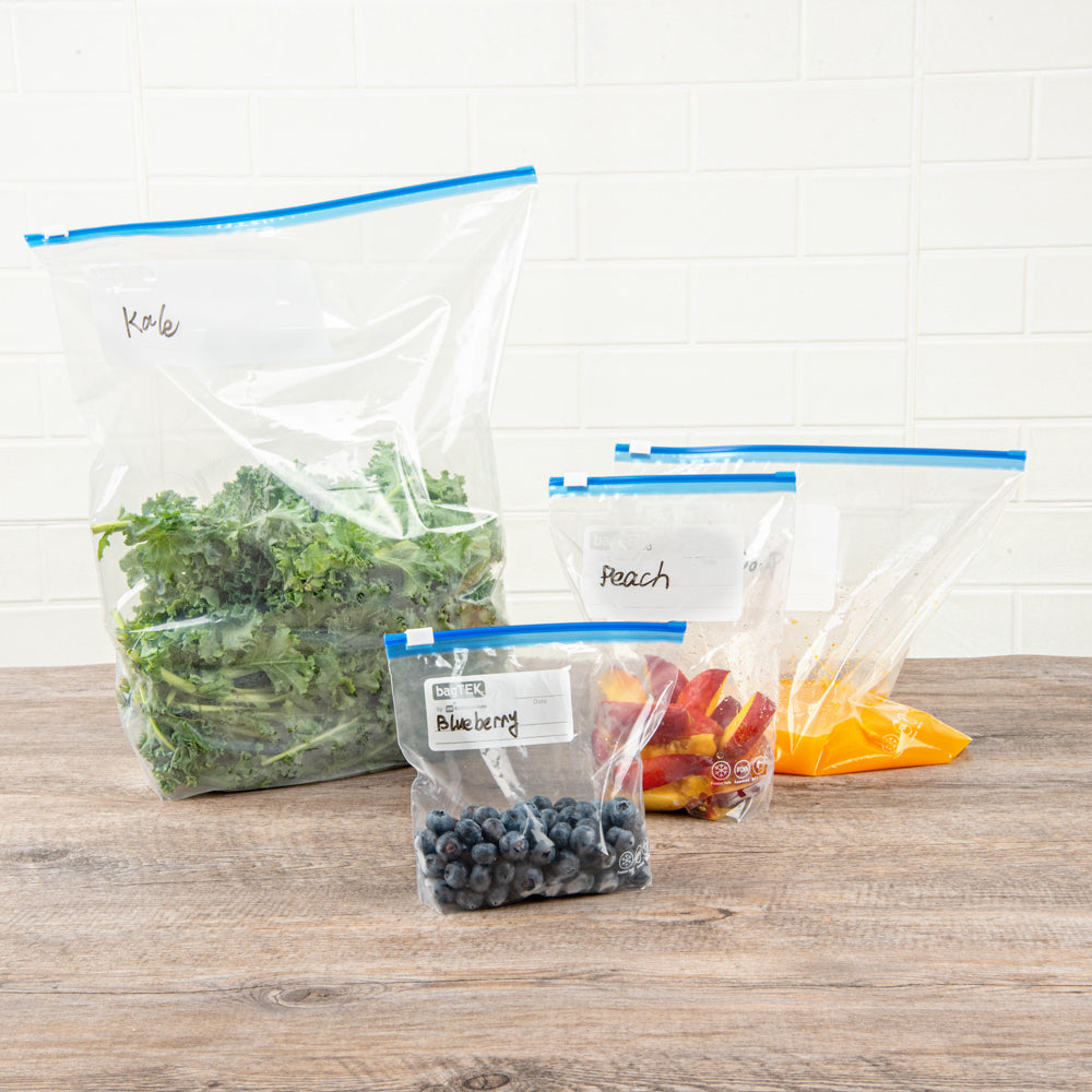 Bag Tek Pint Size Clear Plastic Slider Freezer Bag - Expandable Bottom, Write-On Label, BPA-Free - 6 1/2" x 1 1/4" x 6" - 1000 count box