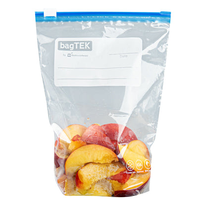 Bag Tek 1 qt Clear Plastic Slider Freezer Bag - Expandable Bottom, Write-On Label, BPA-Free - 6" x 2 1/4" x 8" - 25 count box