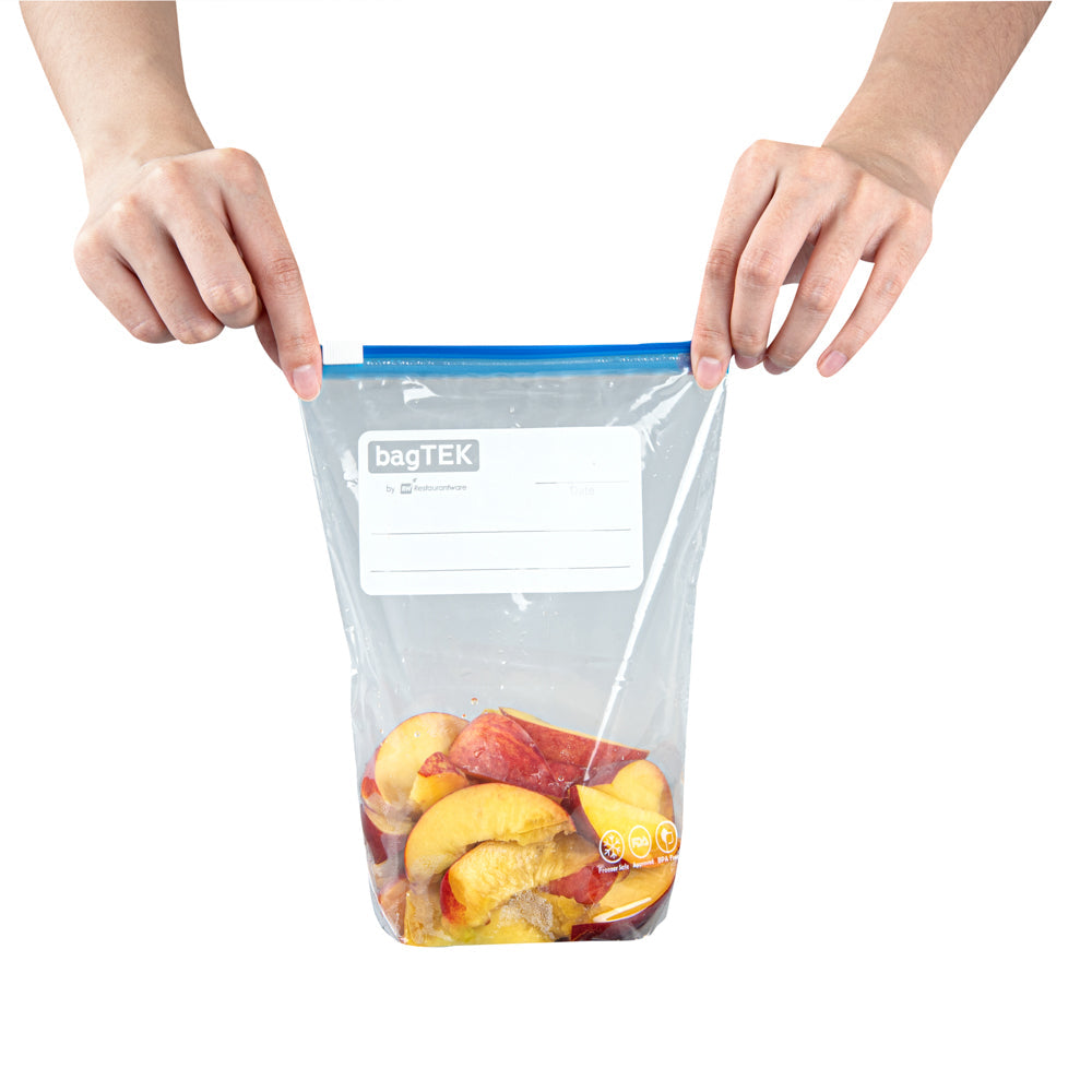 Bag Tek 1 qt Clear Plastic Slider Freezer Bag - Expandable Bottom, Write-On Label, BPA-Free - 6" x 2 1/4" x 8" - 25 count box