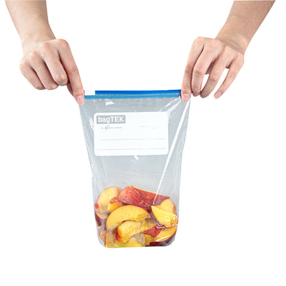 Bag Tek 1 qt Clear Plastic Slider Freezer Bag - Expandable Bottom, Write-On Label, BPA-Free - 6" x 2 1/4" x 8" - 25 count box
