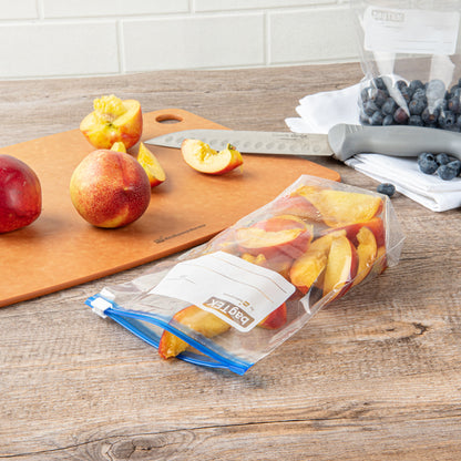 Bag Tek 1 qt Clear Plastic Slider Freezer Bag - Expandable Bottom, Write-On Label, BPA-Free - 6" x 2 1/4" x 8" - 25 count box