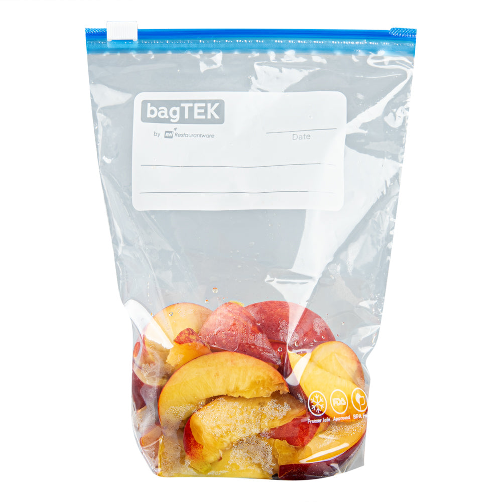 Bag Tek 1 qt Clear Plastic Slider Freezer Bag - Expandable Bottom, Write-On Label, BPA-Free - 6" x 2 1/4" x 8" - 1000 count box