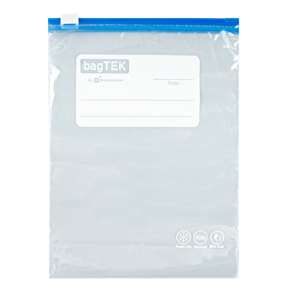 Bag Tek 1 qt Clear Plastic Slider Freezer Bag - Expandable Bottom, Write-On Label, BPA-Free - 6" x 2 1/4" x 8" - 1000 count box
