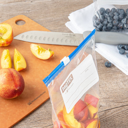 Bag Tek 1 qt Clear Plastic Slider Freezer Bag - Expandable Bottom, Write-On Label, BPA-Free - 6" x 2 1/4" x 8" - 1000 count box