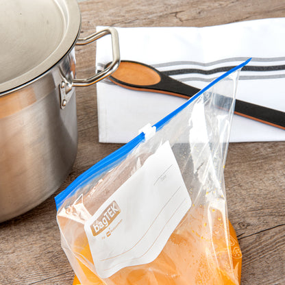 Bag Tek 1 gal Clear Plastic Slider Freezer Bag - Expandable Bottom, Write-On Label, BPA-Free - 9 1/2" x 3" x 10 1/2" - 25 count box