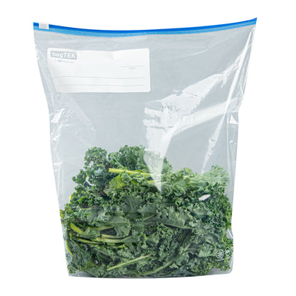 Bag Tek 2 gal Clear Plastic Slider Freezer Bag - Expandable Bottom, Write-On Label, BPA-Free - 13" x 5" x 15" - 25 count box