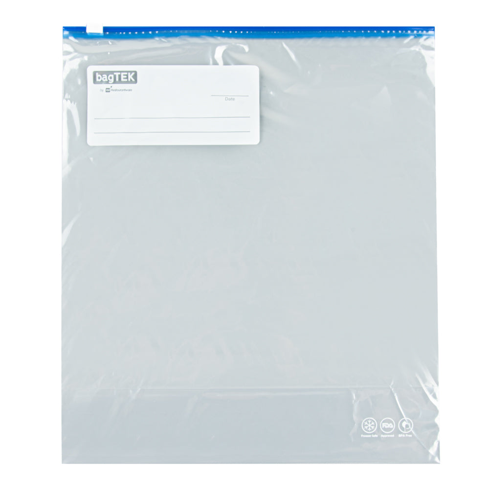 Bag Tek 2 gal Clear Plastic Slider Freezer Bag - Expandable Bottom, Write-On Label, BPA-Free - 13" x 5" x 15" - 25 count box