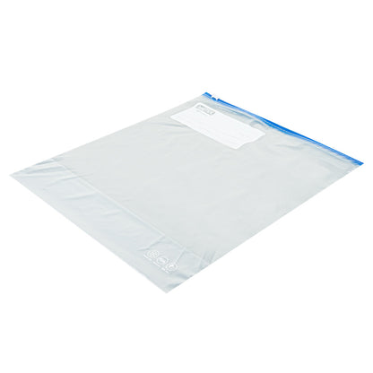 Bag Tek 2 gal Clear Plastic Slider Freezer Bag - Expandable Bottom, Write-On Label, BPA-Free - 13" x 5" x 15" - 25 count box