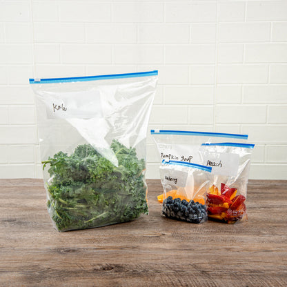 Bag Tek 2 gal Clear Plastic Slider Freezer Bag - Expandable Bottom, Write-On Label, BPA-Free - 13" x 5" x 15" - 25 count box