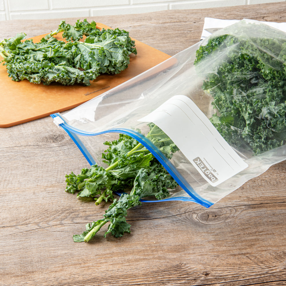 Bag Tek 2 gal Clear Plastic Slider Freezer Bag - Expandable Bottom, Write-On Label, BPA-Free - 13" x 5" x 15" - 25 count box