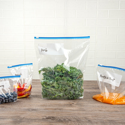 Bag Tek 2 gal Clear Plastic Slider Freezer Bag - Expandable Bottom, Write-On Label, BPA-Free - 13" x 5" x 15" - 25 count box