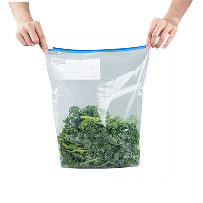 Bag Tek 2 gal Clear Plastic Slider Freezer Bag - Expandable Bottom, Write-On Label, BPA-Free - 13" x 5" x 15" - 1000 count box