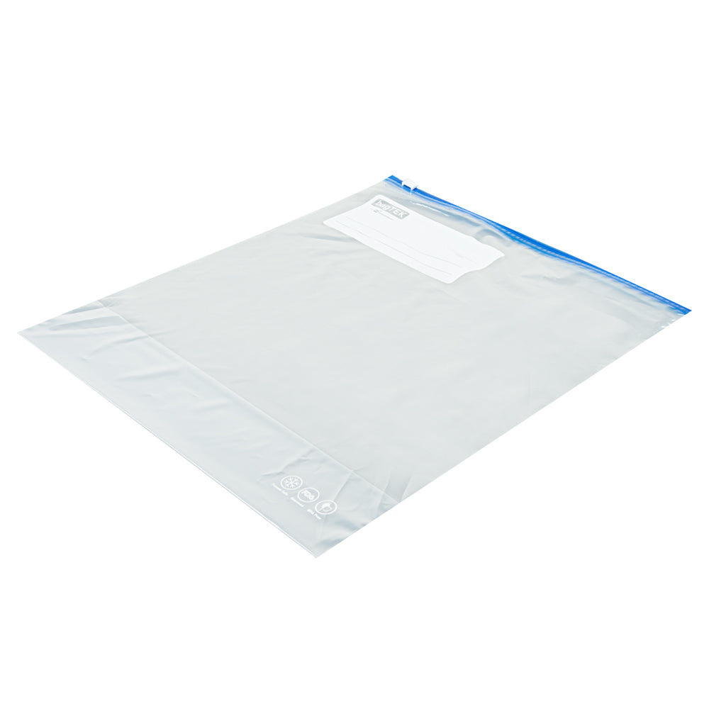 Bag Tek 2 gal Clear Plastic Slider Freezer Bag - Expandable Bottom, Write-On Label, BPA-Free - 13" x 5" x 15" - 1000 count box