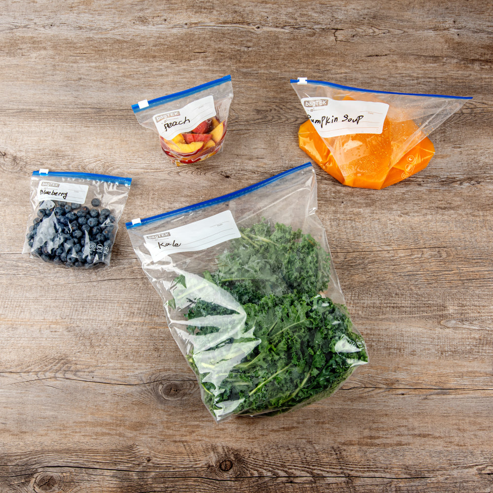 Bag Tek 2 gal Clear Plastic Slider Freezer Bag - Expandable Bottom, Write-On Label, BPA-Free - 13" x 5" x 15" - 1000 count box