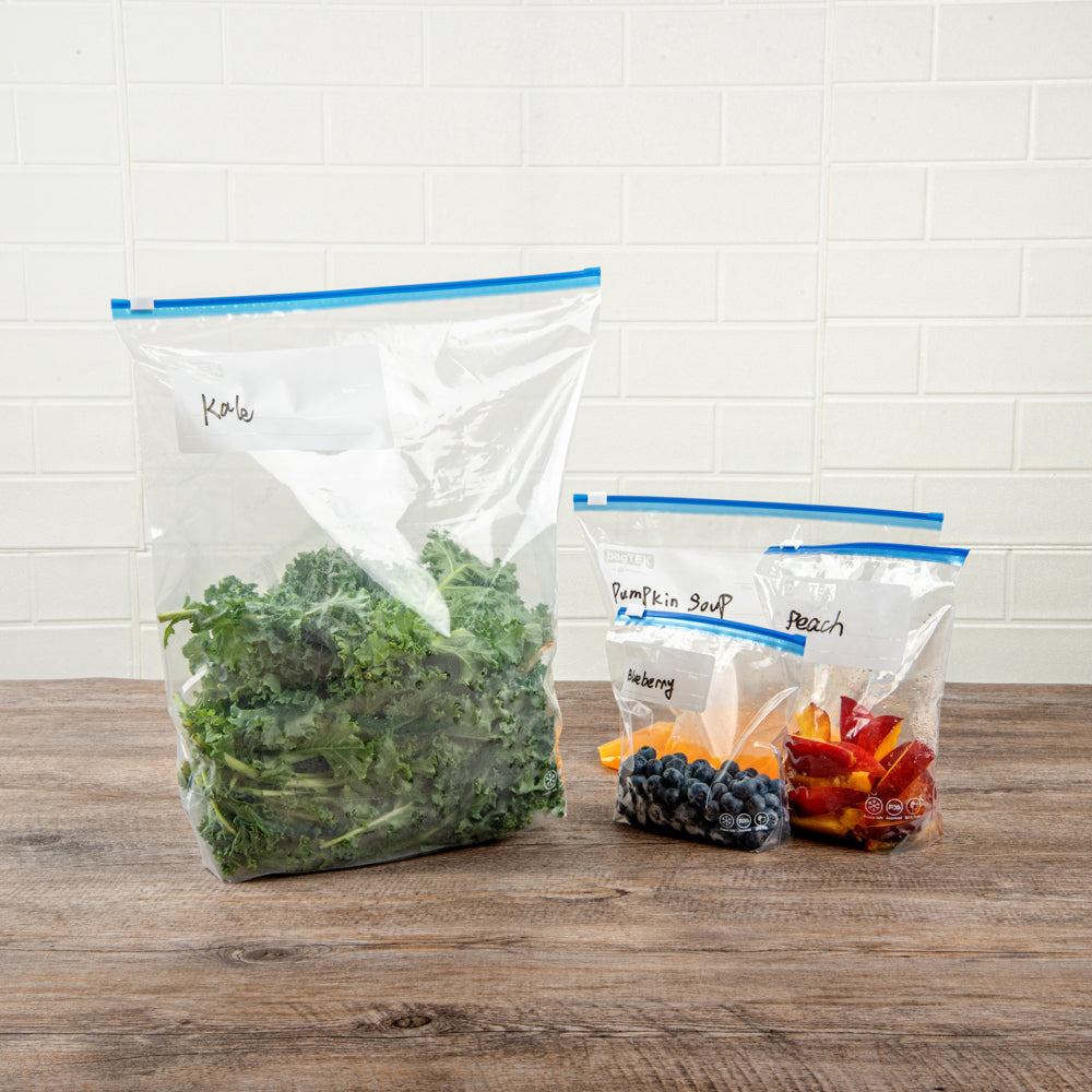 Bag Tek 2 gal Clear Plastic Slider Freezer Bag - Expandable Bottom, Write-On Label, BPA-Free - 13" x 5" x 15" - 1000 count box