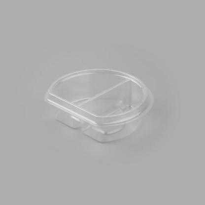 Tamper Tek 4 oz Clear Plastic Insert - Fits 11 oz Parfait Cup, 2 Compartments - 3 3/4" x 3 1/4" x 1 1/4" - 100 count box