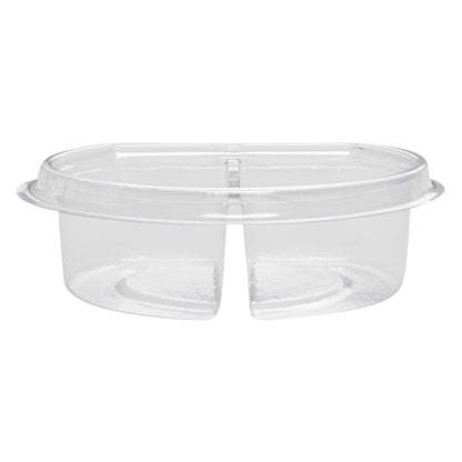 Tamper Tek 4 oz Clear Plastic Insert - Fits 11 oz Parfait Cup, 2 Compartments - 3 3/4" x 3 1/4" x 1 1/4" - 100 count box