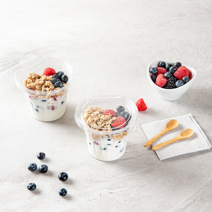 Tamper Tek 11 oz Clear Plastic Parfait Cup - with Lid, Tamper-Evident - 4 1/4" x 4 1/4" x 3 1/2" - 100 count box