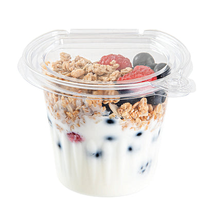 Tamper Tek 11 oz Clear Plastic Parfait Cup - with Lid, Tamper-Evident - 4 1/4" x 4 1/4" x 3 1/2" - 100 count box