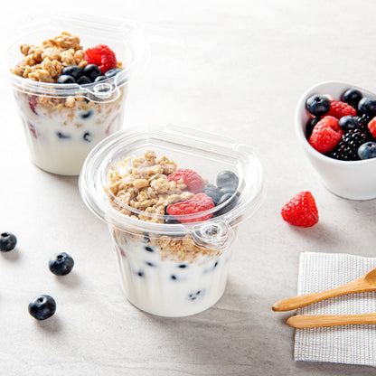 Tamper Tek 11 oz Clear Plastic Parfait Cup - with Lid, Tamper-Evident - 4 1/4" x 4 1/4" x 3 1/2" - 100 count box