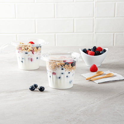 Tamper Tek 11 oz Clear Plastic Parfait Cup - with Lid, Tamper-Evident - 4 1/4" x 4 1/4" x 3 1/2" - 100 count box
