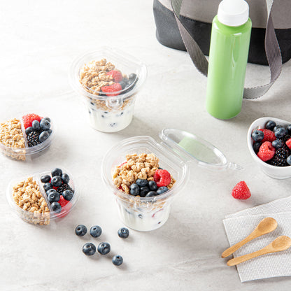 Tamper Tek 11 oz Clear Plastic Parfait Cup - with Lid, Tamper-Evident - 4 1/4" x 4 1/4" x 3 1/2" - 100 count box