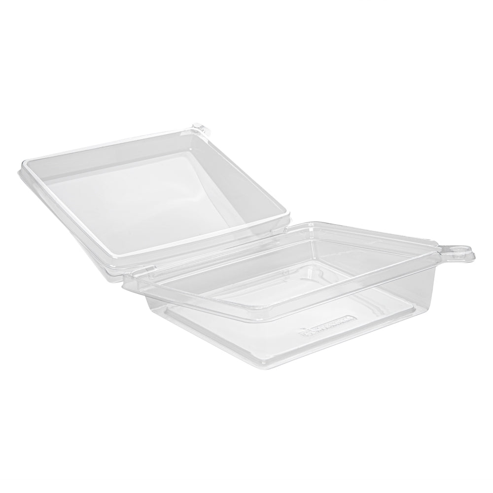 Tamper Tek Rectangle Clear Plastic Sandwich / Pinwheel Container - with Lid, Tamper-Evident - 6 3/4" x 5 3/4" x 1 3/4" - 100 count box