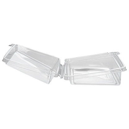 Tamper Tek Rectangle Clear Plastic Sandwich / Pinwheel Container - with Lid, Tamper-Evident - 6 3/4" x 5 3/4" x 1 3/4" - 100 count box