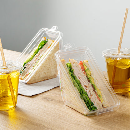 Tamper Tek Triangle Clear Plastic Sandwich Container - with Lid, Tamper-Evident - 7 1/4" x 4" x 3 1/2" - 100 count box