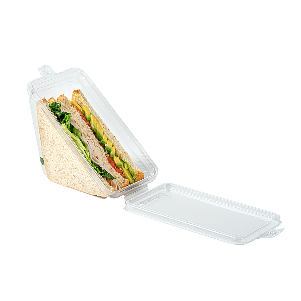 Tamper Tek Triangle Clear Plastic Sandwich Container - with Lid, Tamper-Evident - 7 1/4" x 4" x 3 1/2" - 100 count box
