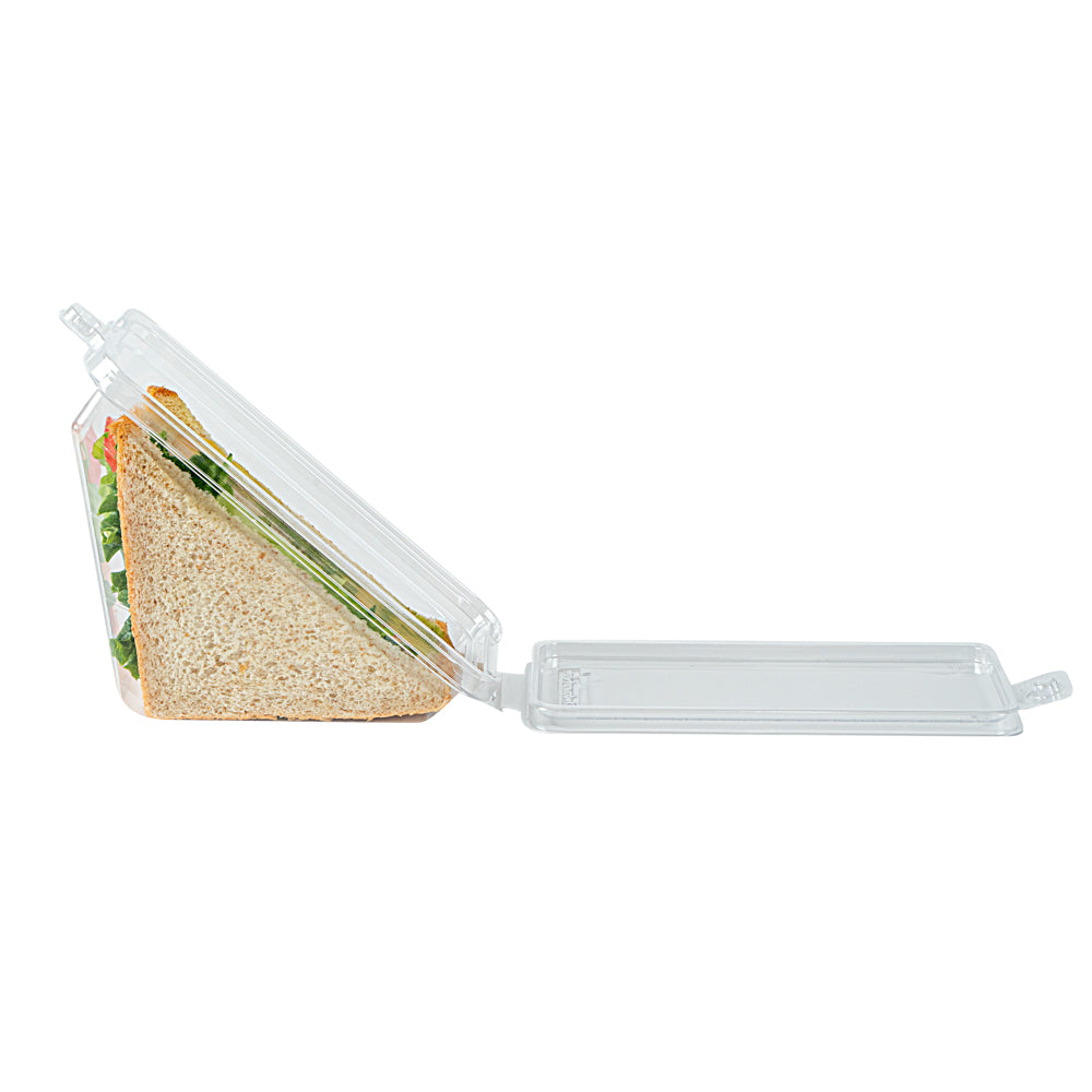 Tamper Tek Triangle Clear Plastic Sandwich Container - with Lid, Tamper-Evident - 7 1/4" x 4" x 3 1/2" - 100 count box
