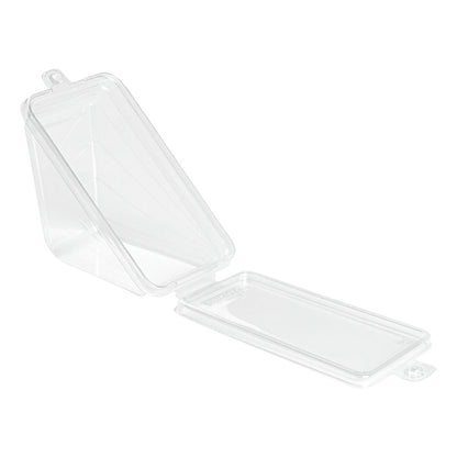 Tamper Tek Triangle Clear Plastic Sandwich Container - with Lid, Tamper-Evident - 7 1/4" x 4" x 3 1/2" - 100 count box