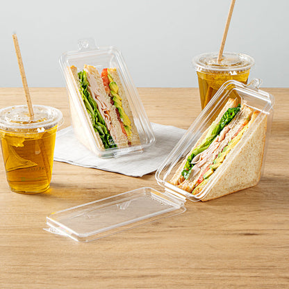 Tamper Tek Triangle Clear Plastic Sandwich Container - with Lid, Tamper-Evident - 7 1/4" x 4" x 3 1/2" - 100 count box