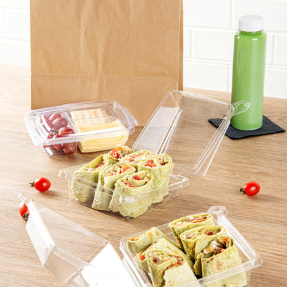 Tamper Tek Square Clear Plastic Sandwich Container - with Lid, Tamper-Evident - 5 3/4" x 5 1/2" x 2 1/2" - 100 count box