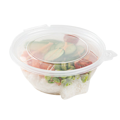 Tamper Tek 24 oz Round Clear Plastic Bowl - with Lid, Tamper-Evident, Microwavable - 6 3/4" x 6 1/2" x 2 1/2" - 100 count box