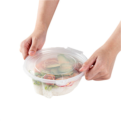Tamper Tek 24 oz Round Clear Plastic Bowl - with Lid, Tamper-Evident, Microwavable - 6 3/4" x 6 1/2" x 2 1/2" - 100 count box