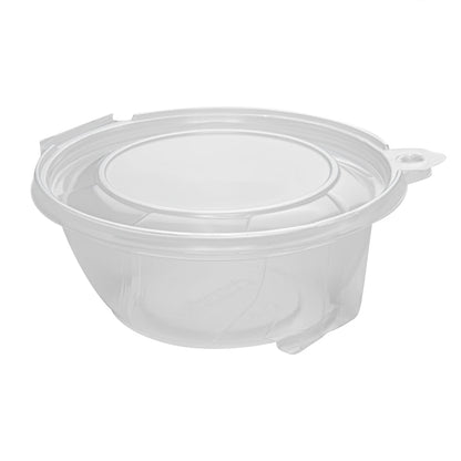 Tamper Tek 24 oz Round Clear Plastic Bowl - with Lid, Tamper-Evident, Microwavable - 6 3/4" x 6 1/2" x 2 1/2" - 100 count box
