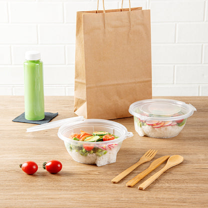 Tamper Tek 24 oz Round Clear Plastic Bowl - with Lid, Tamper-Evident, Microwavable - 6 3/4" x 6 1/2" x 2 1/2" - 100 count box