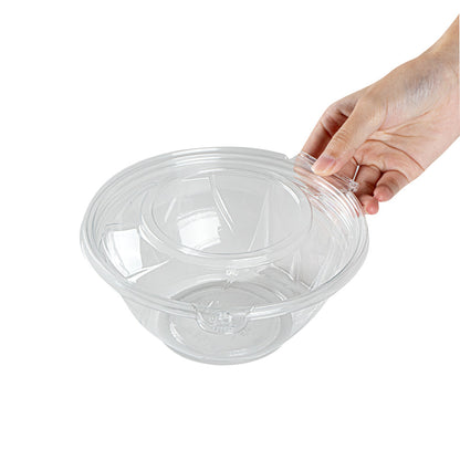 Tamper Tek 24 oz Round Clear Plastic Bowl - with Lid, Tamper-Evident - 6 3/4" x 6 1/2" x 2 3/4" - 100 count box