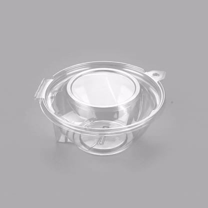 Tamper Tek 24 oz Round Clear Plastic Bowl - with Lid, Tamper-Evident - 6 3/4" x 6 1/2" x 2 3/4" - 100 count box
