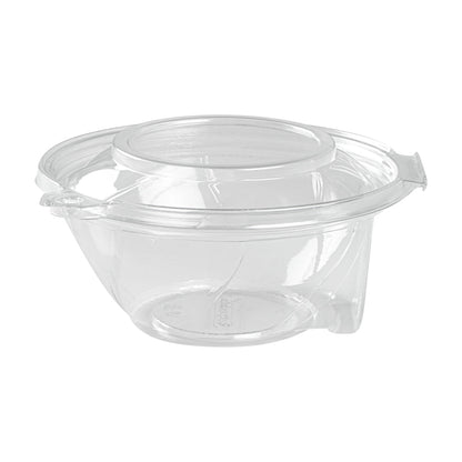 Tamper Tek 24 oz Round Clear Plastic Bowl - with Lid, Tamper-Evident - 6 3/4" x 6 1/2" x 2 3/4" - 100 count box